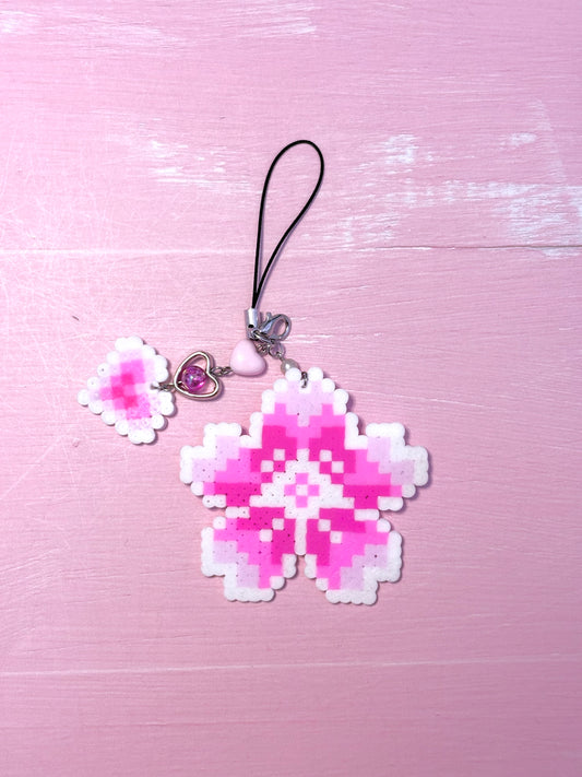 Pink Flower Phone Charm
