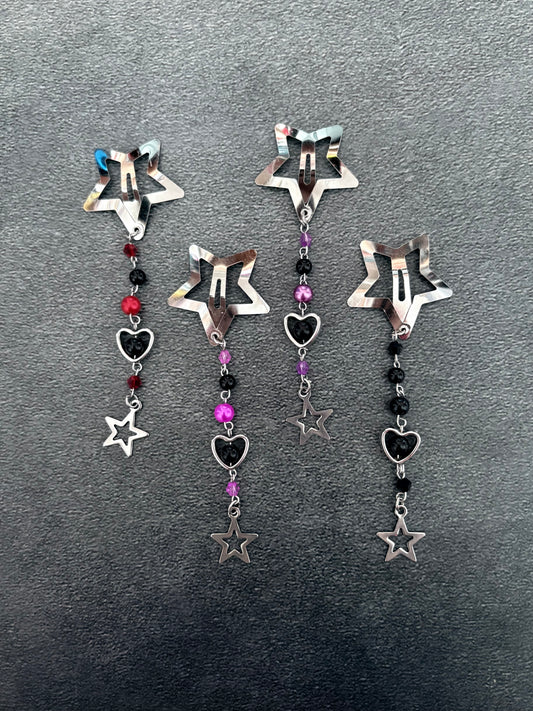 Beaded Star Hairclips